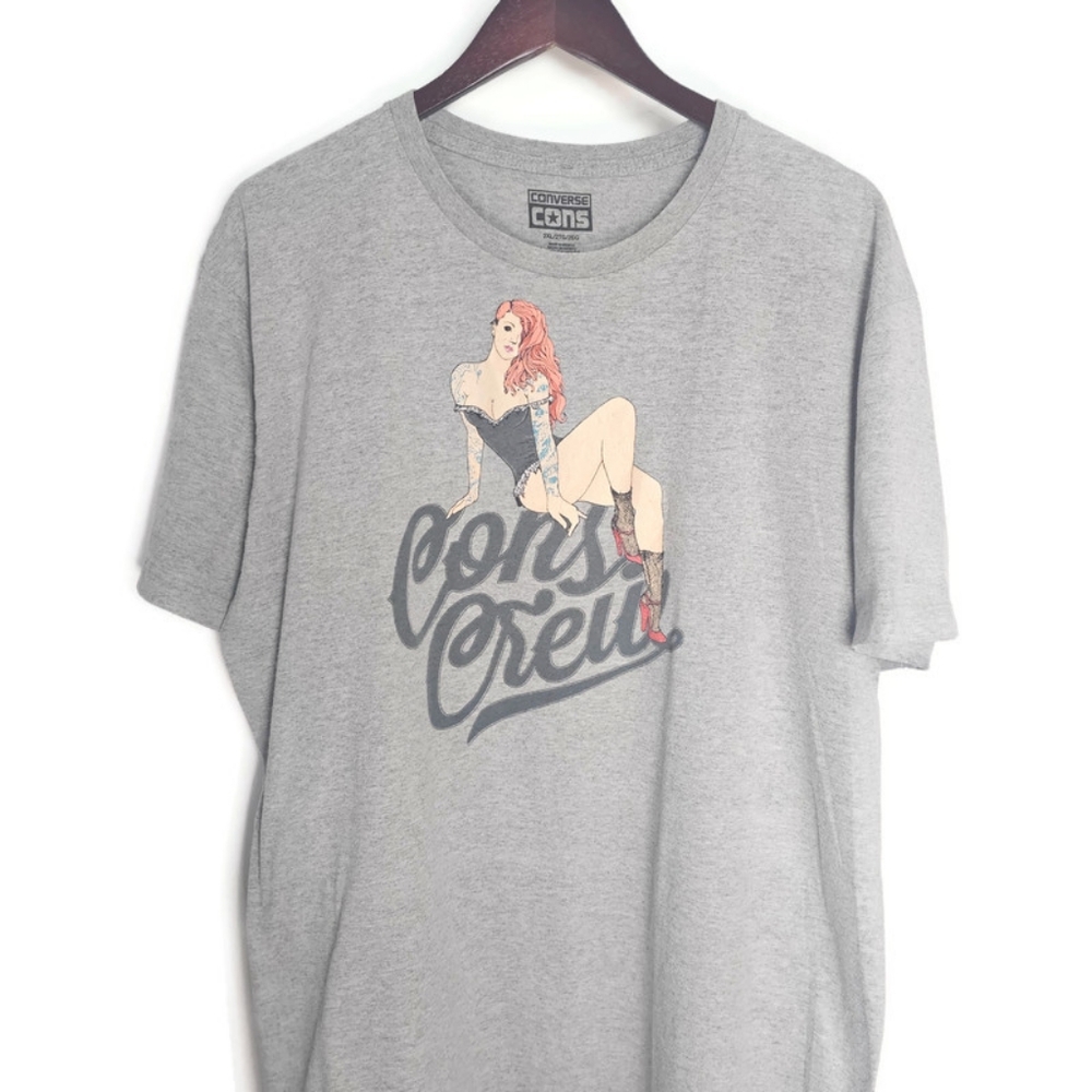 Converse Cons Gray T-Shirt with Pin-Up Graphic Size 2XL